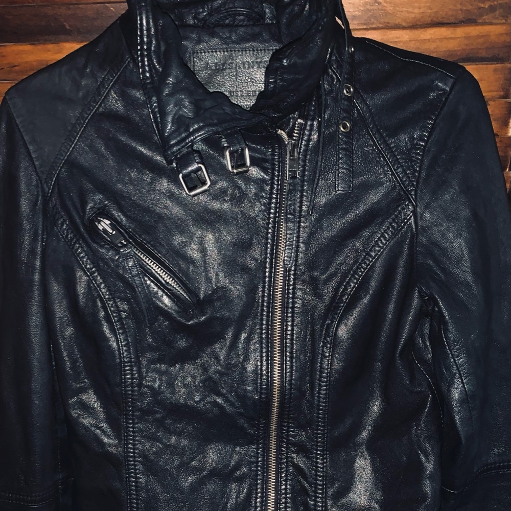 All Saints Black Leather Moto Jacket